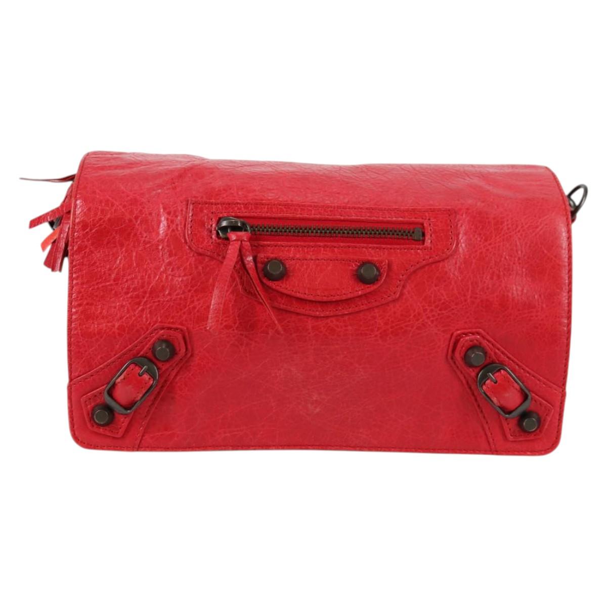 BALENCIAGA Anjo Classic Tool Shoulder Bag Leather Red 327101 Auth yk19453V