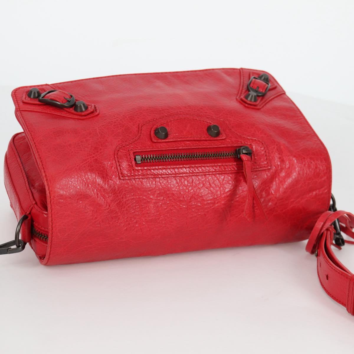 BALENCIAGA Anjo Classic Tool Shoulder Bag Leather Red 327101 Auth yk19453V
