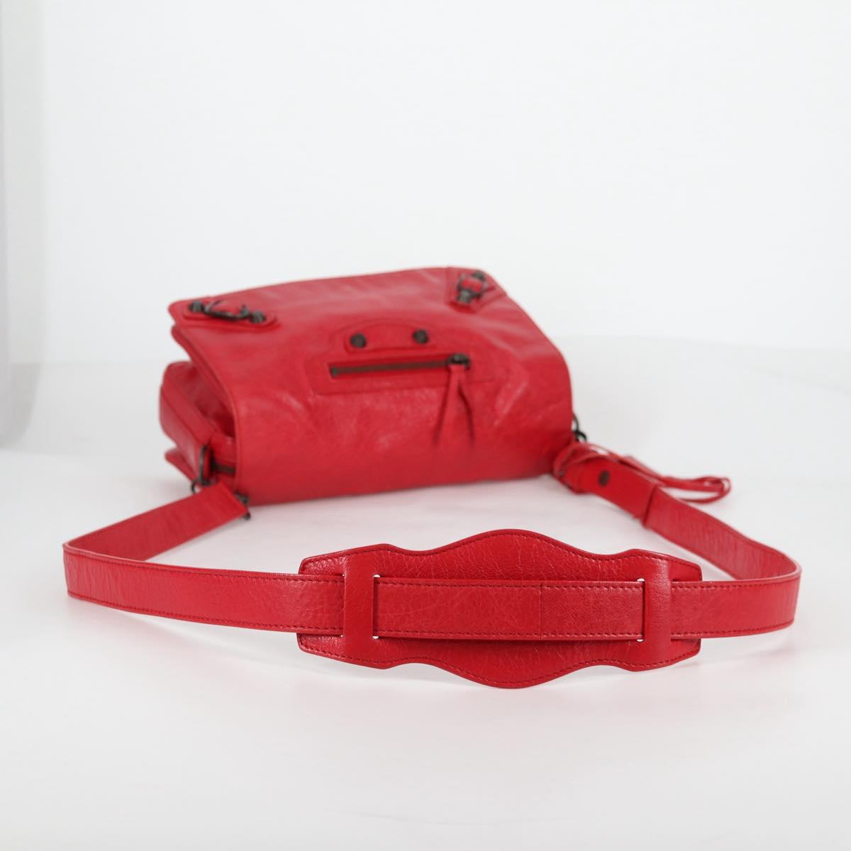 BALENCIAGA Anjo Classic Tool Shoulder Bag Leather Red 327101 Auth yk19453V