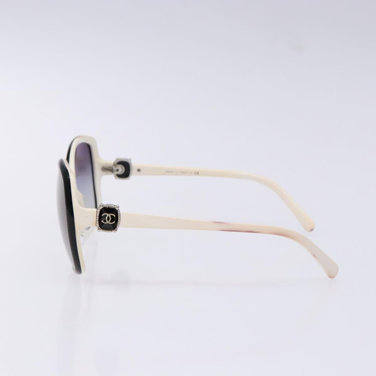 CHANEL Sunglasses plastic White CC Auth yk19466
