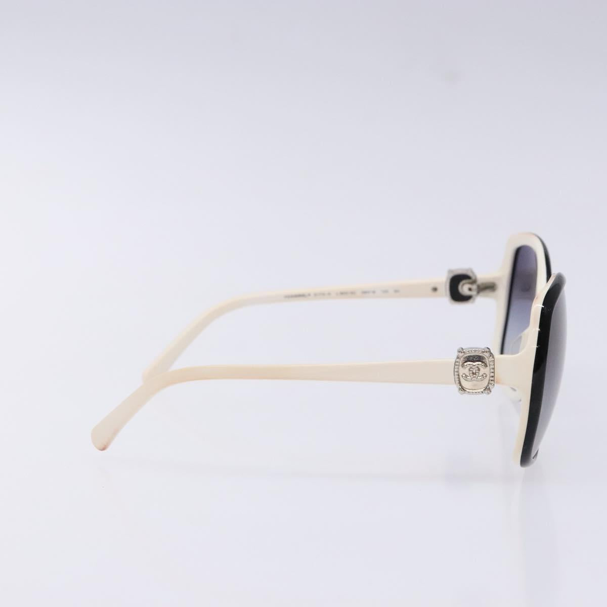 CHANEL Sunglasses plastic White CC Auth yk19466