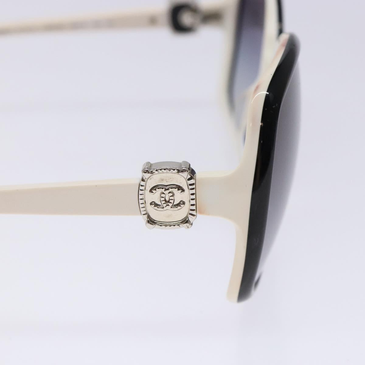 CHANEL Sunglasses plastic White CC Auth yk19466