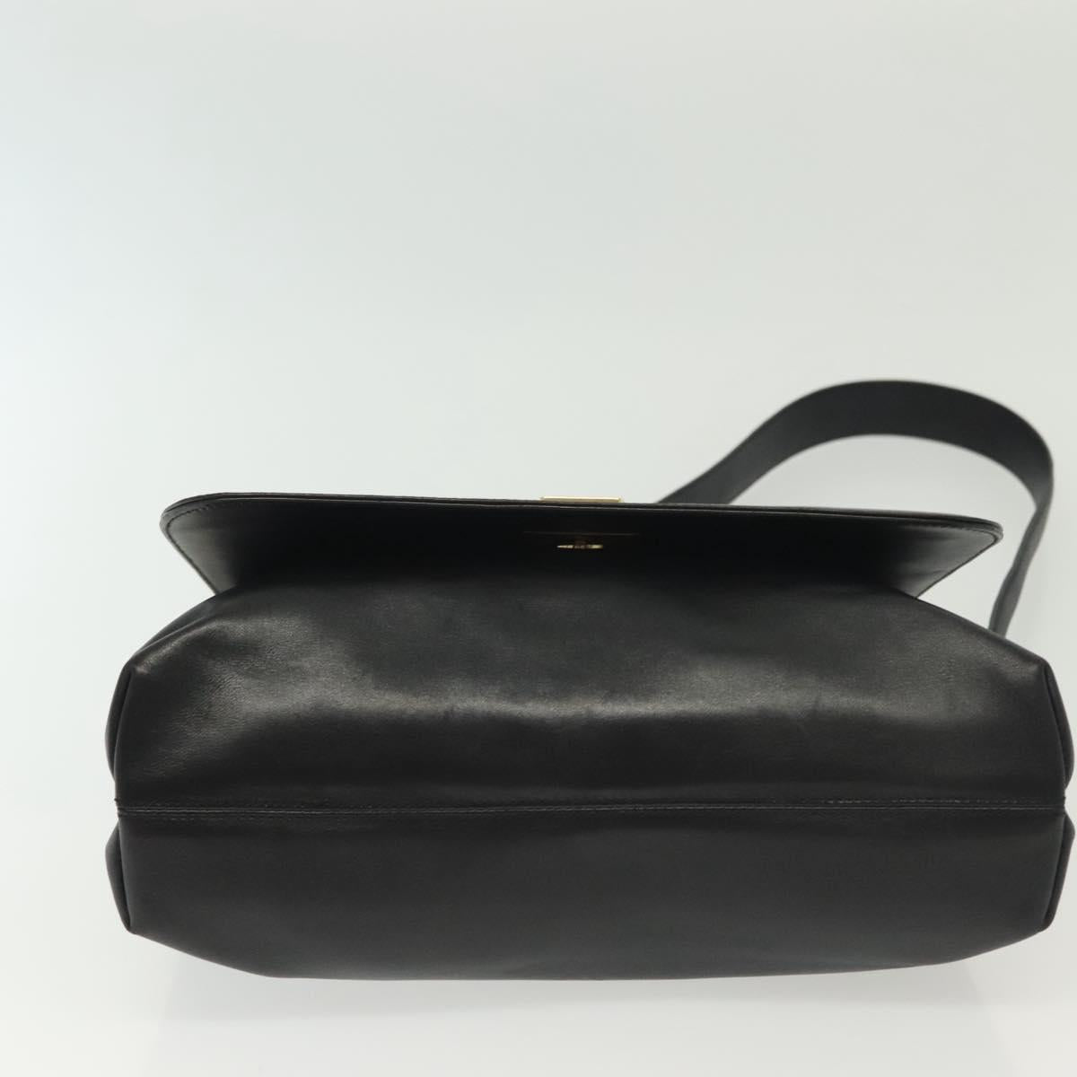 Salvatore Ferragamo Shoulder Bag Leather Black Gold Auth yk19470