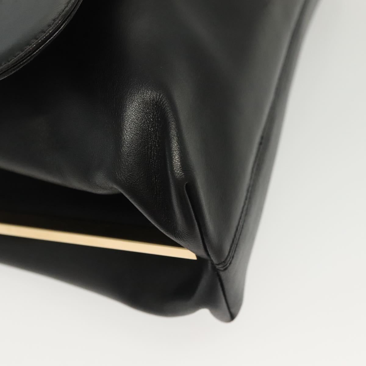 Salvatore Ferragamo Shoulder Bag Leather Black Gold Auth yk19470