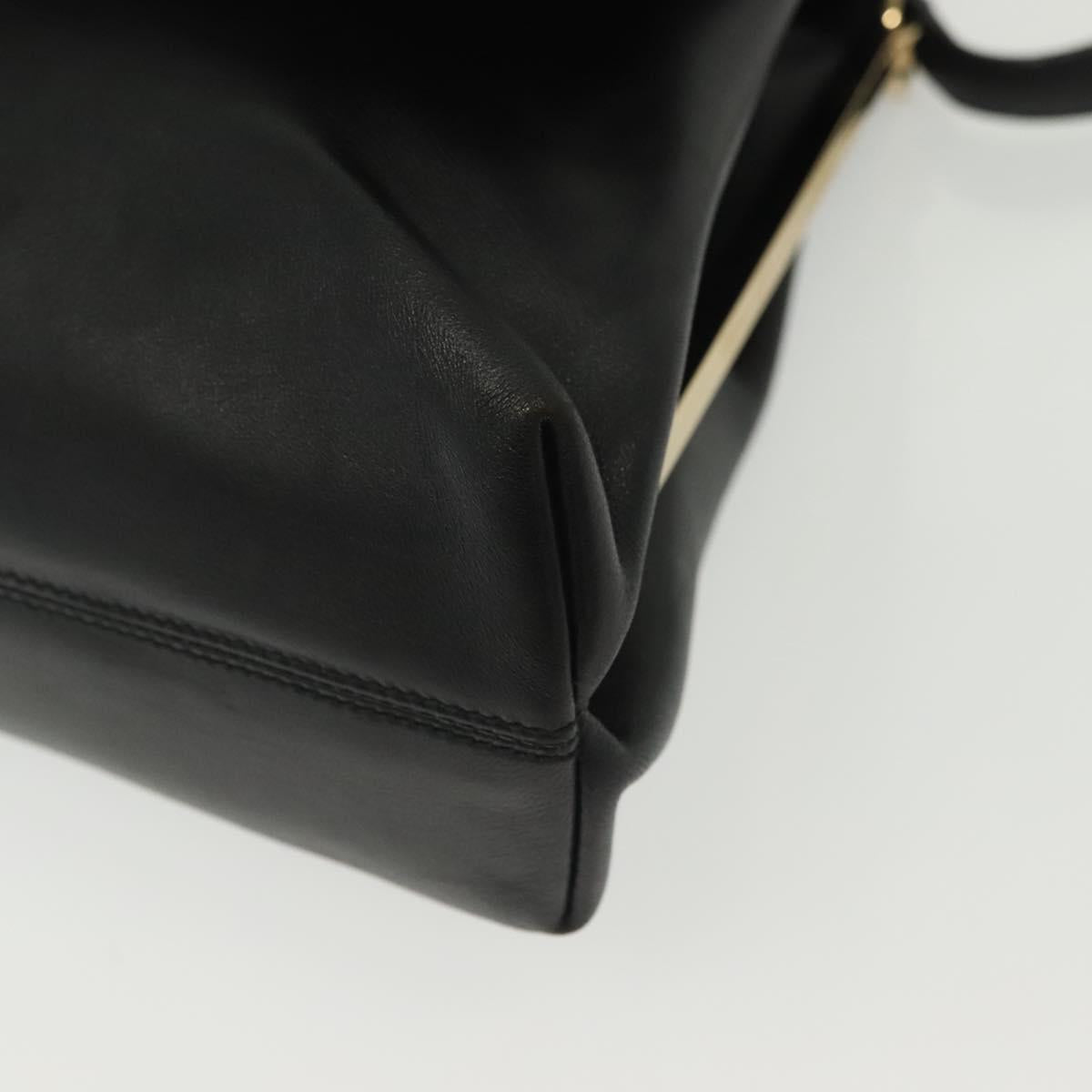 Salvatore Ferragamo Shoulder Bag Leather Black Gold Auth yk19470