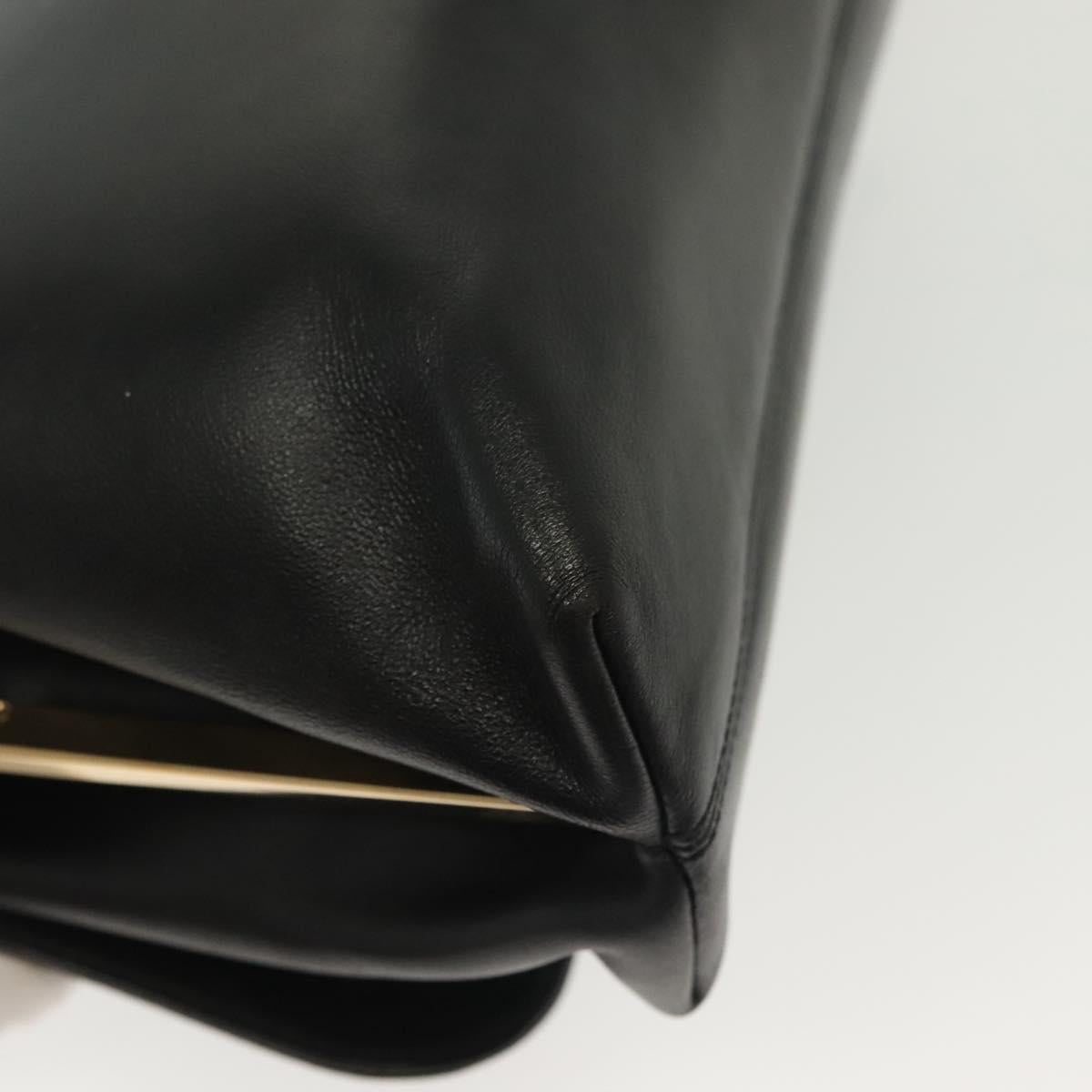 Salvatore Ferragamo Shoulder Bag Leather Black Gold Auth yk19470
