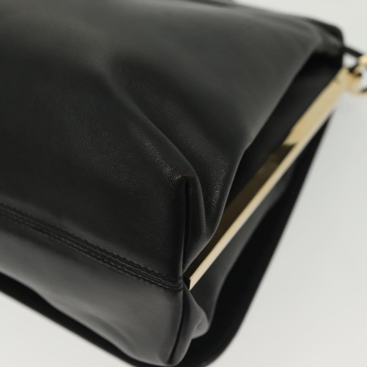 Salvatore Ferragamo Shoulder Bag Leather Black Gold Auth yk19470