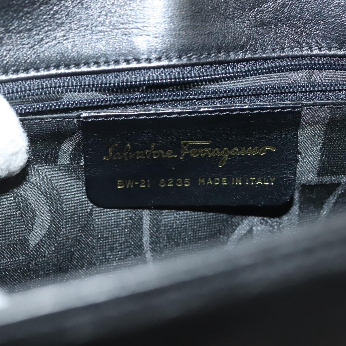 Salvatore Ferragamo Shoulder Bag Leather Black Gold Auth yk19470