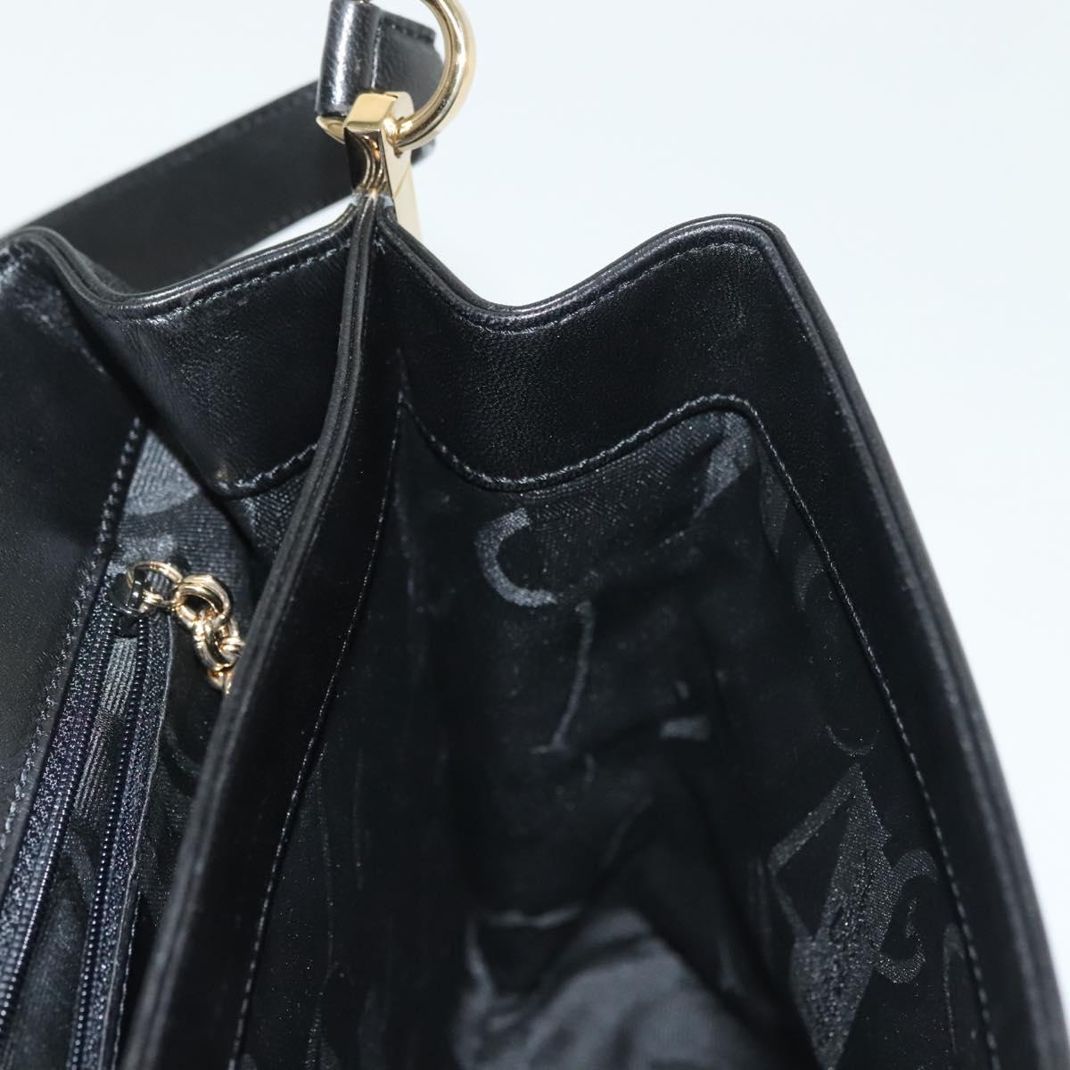 Salvatore Ferragamo Shoulder Bag Leather Black Gold Auth yk19470