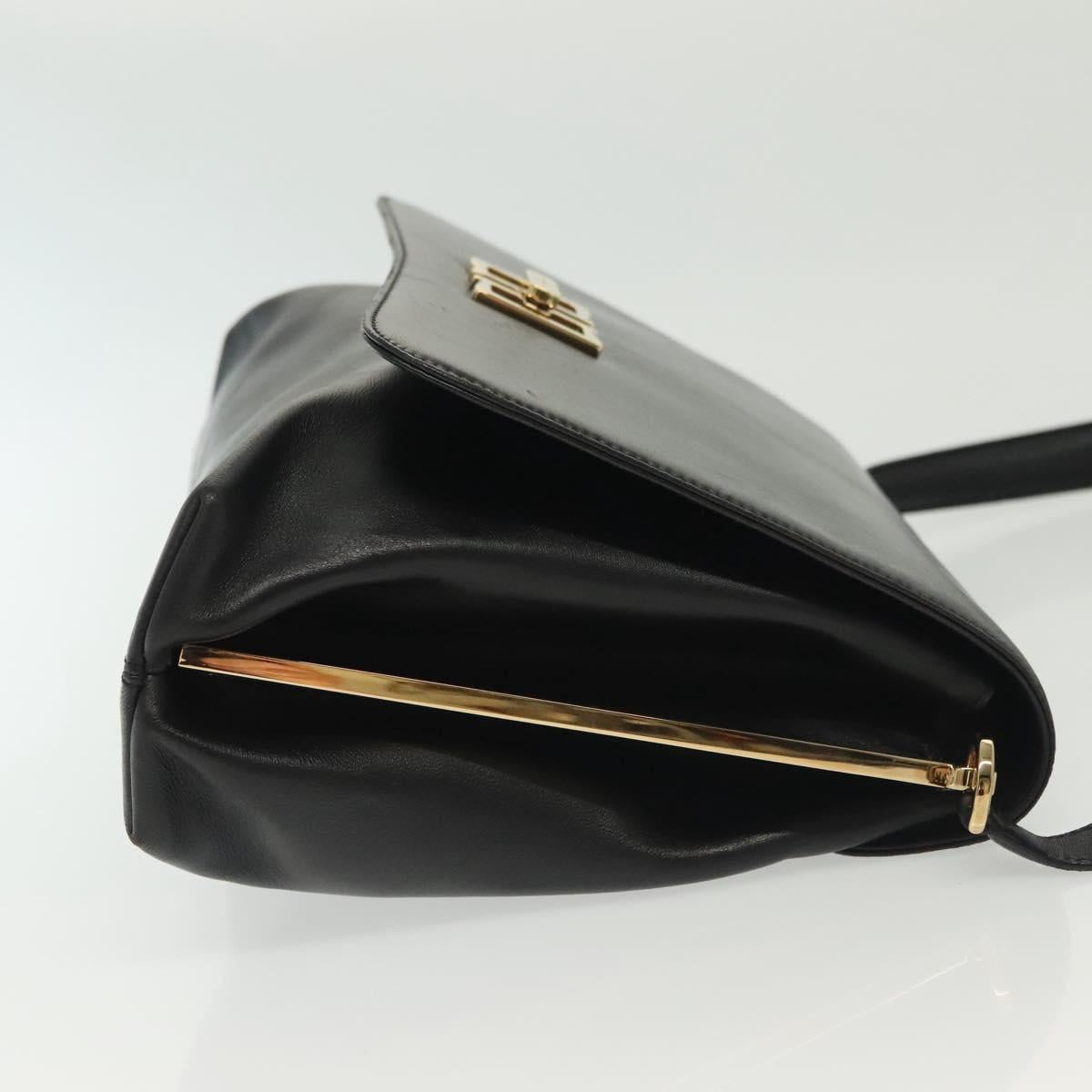 Salvatore Ferragamo Shoulder Bag Leather Black Gold Auth yk19470