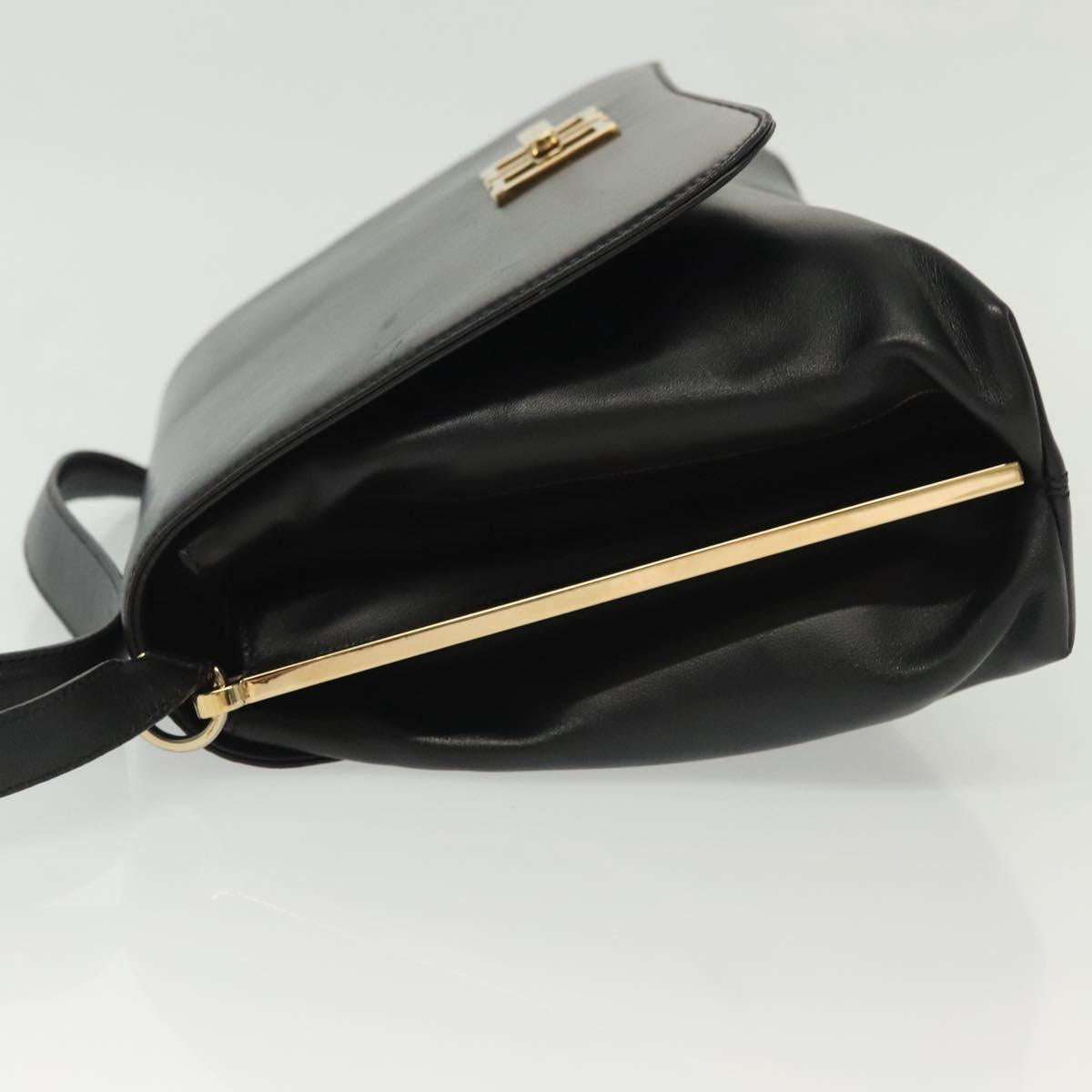 Salvatore Ferragamo Shoulder Bag Leather Black Gold Auth yk19470