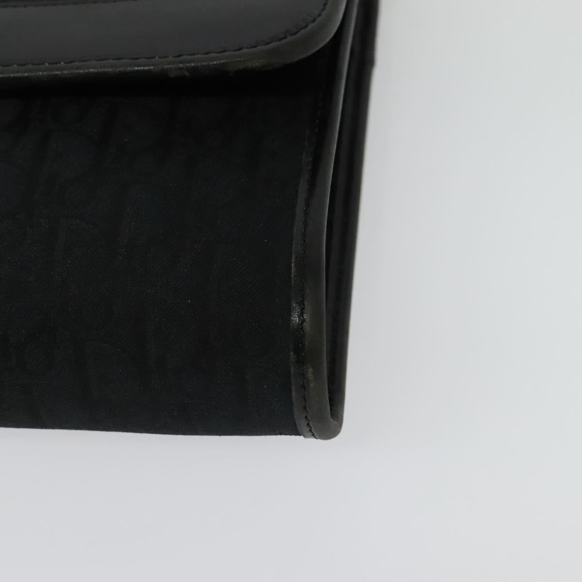 Christian Dior Trotter Canvas Chain Shoulder Bag Black Gold Auth yk19482