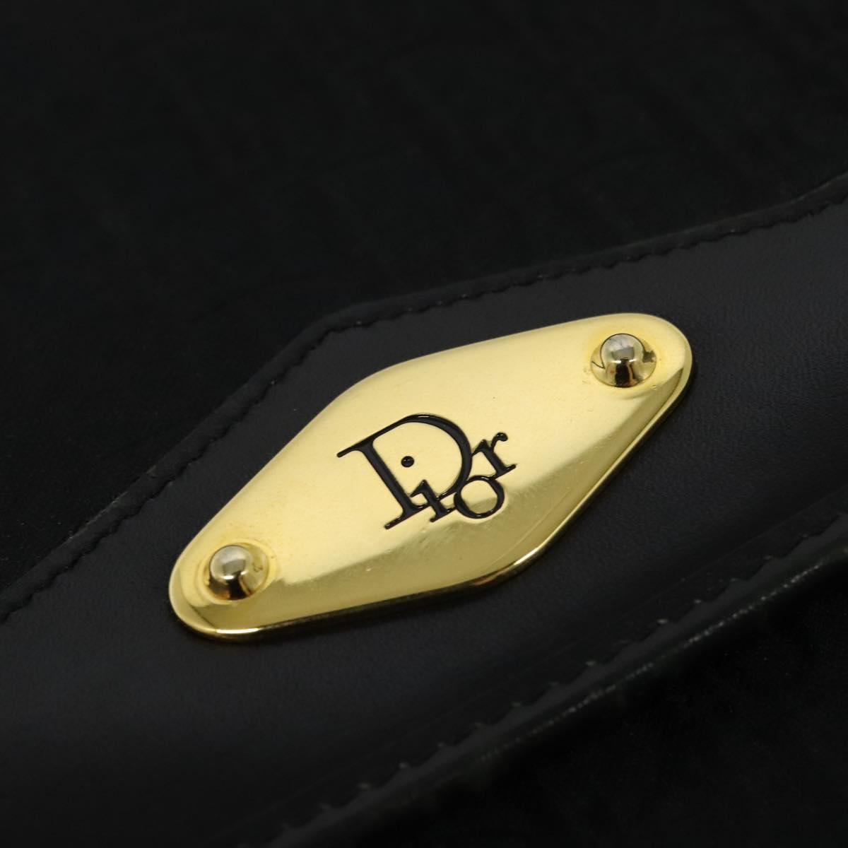 Christian Dior Trotter Canvas Chain Shoulder Bag Black Gold Auth yk19482
