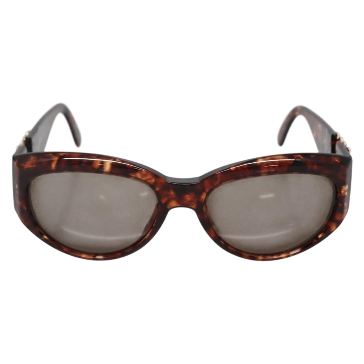 SAINT LAURENT Sunglasses plastic Brown Auth yk19491
