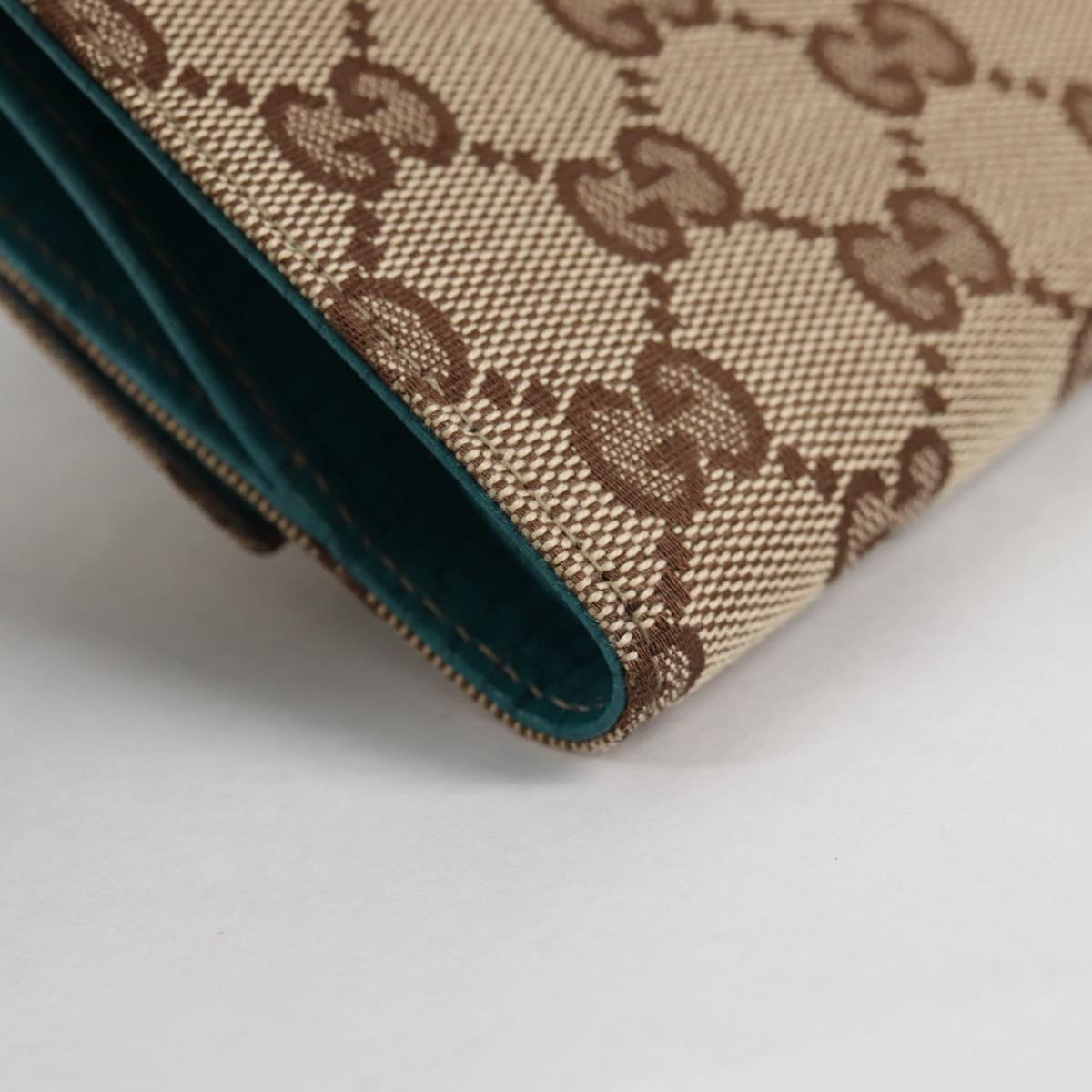 GUCCI Horsebit GG Canvas Wallet Beige Gold 138029 Auth yk19499V