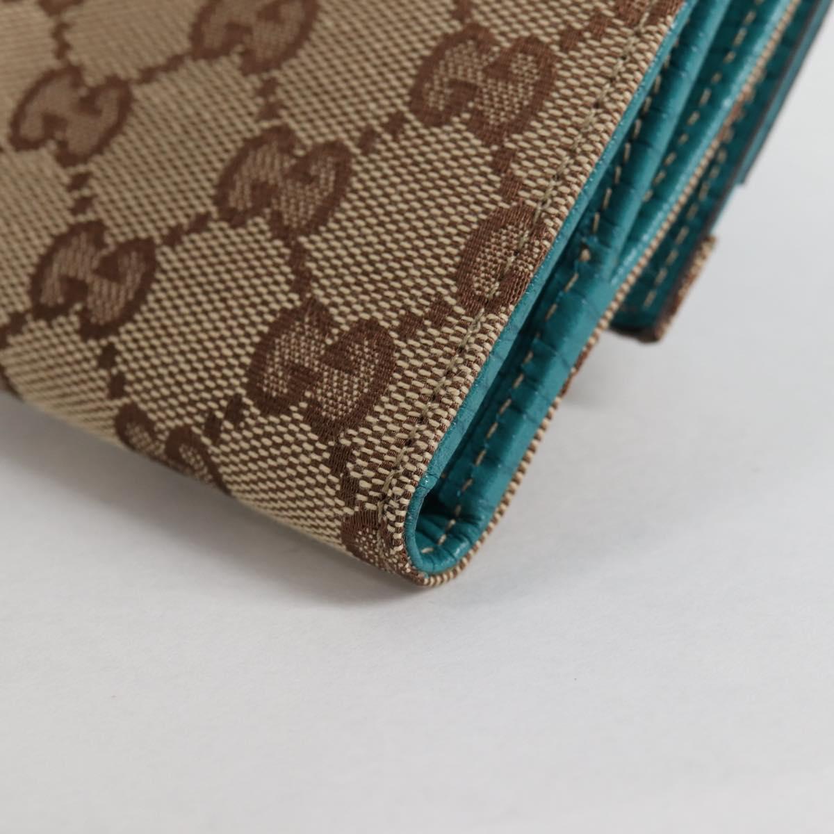 GUCCI Horsebit GG Canvas Wallet Beige Gold 138029 Auth yk19499V