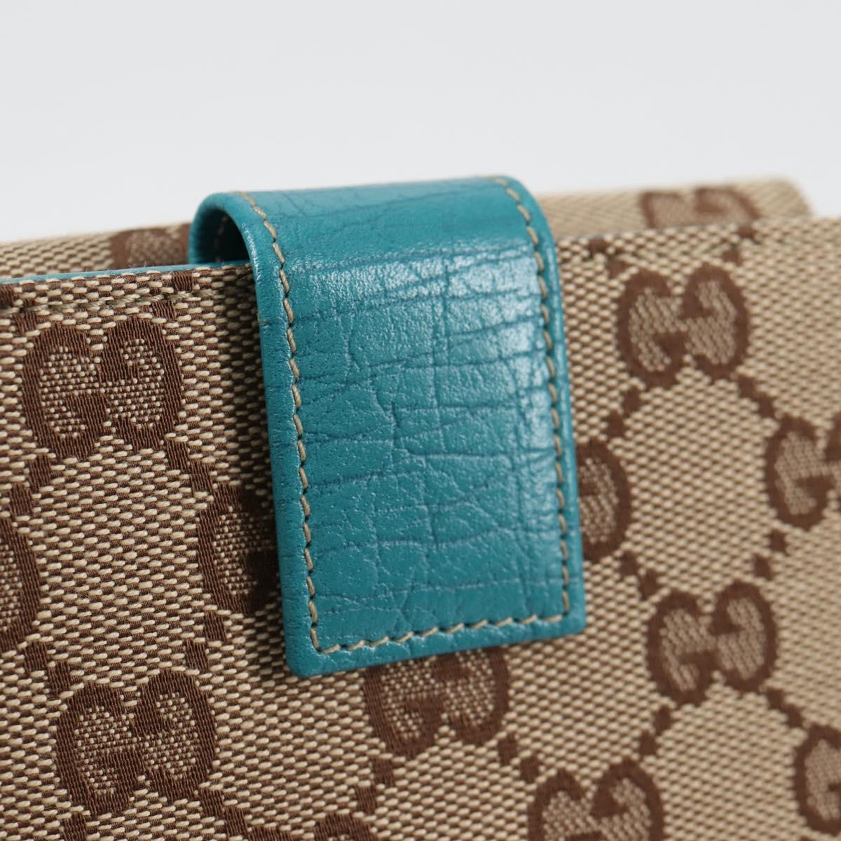 GUCCI Horsebit GG Canvas Wallet Beige Gold 138029 Auth yk19499V