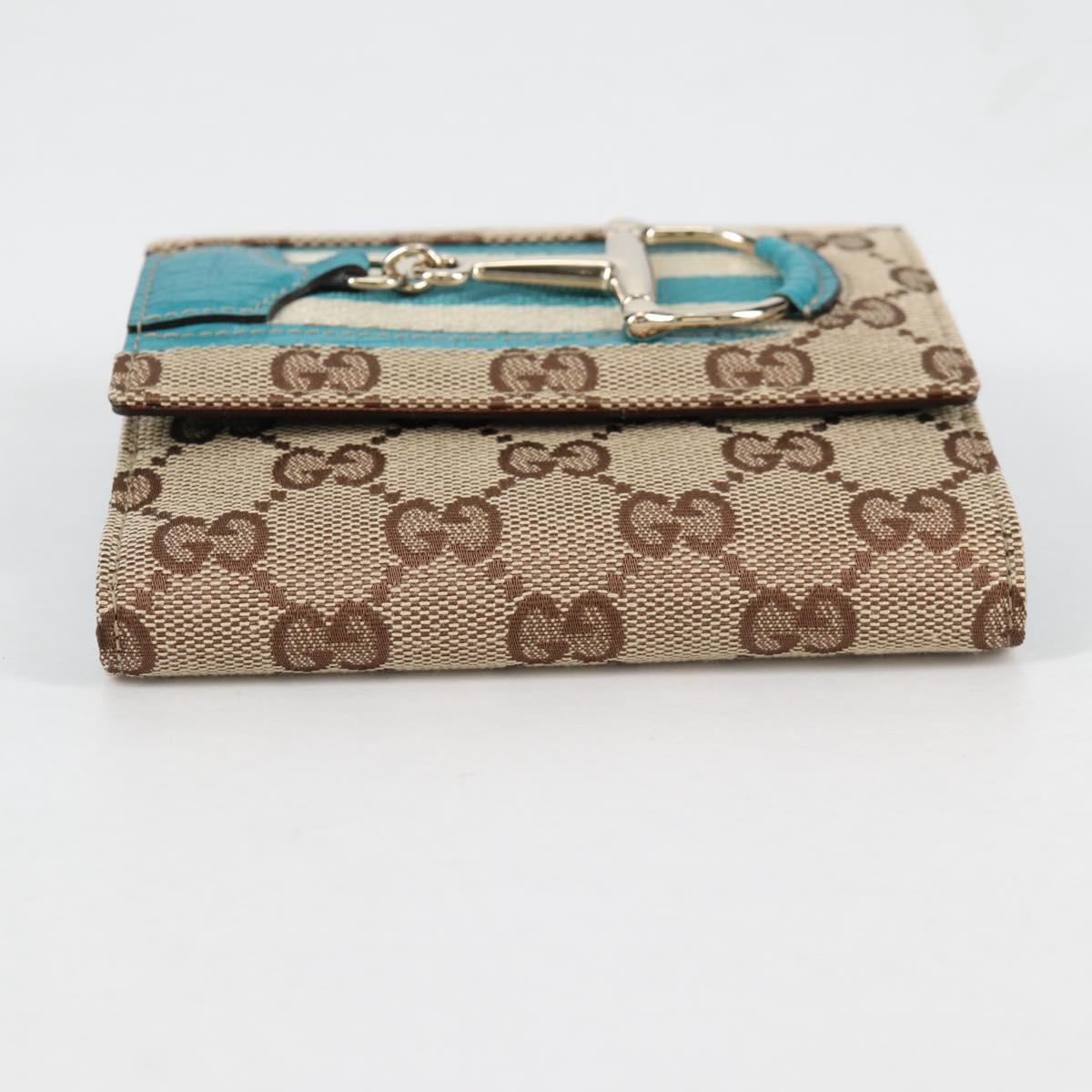 GUCCI Horsebit GG Canvas Wallet Beige Gold 138029 Auth yk19499V