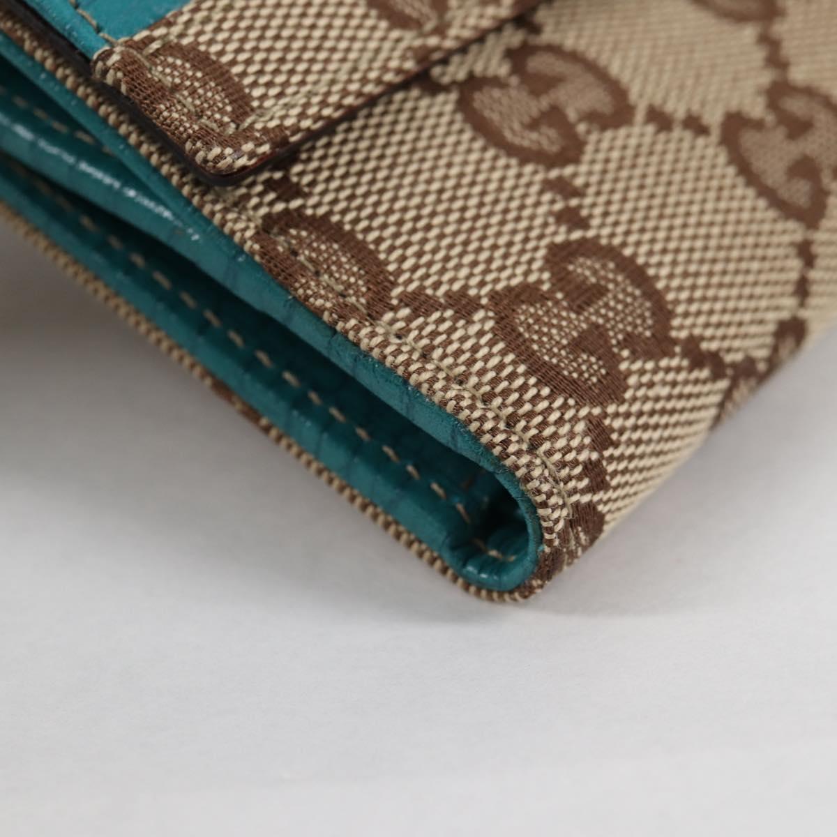GUCCI Horsebit GG Canvas Wallet Beige Gold 138029 Auth yk19499V