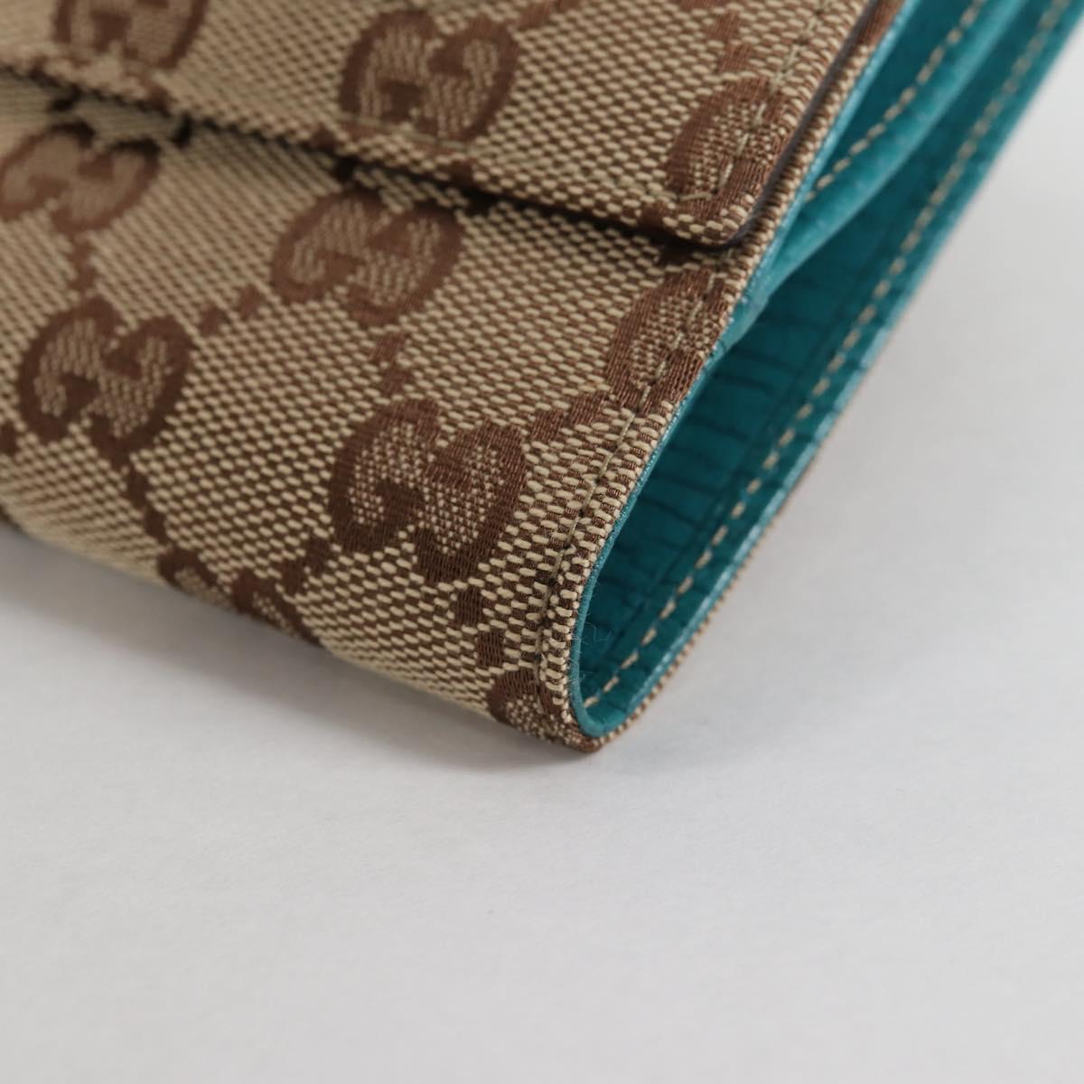 GUCCI Horsebit GG Canvas Wallet Beige Gold 138029 Auth yk19499V