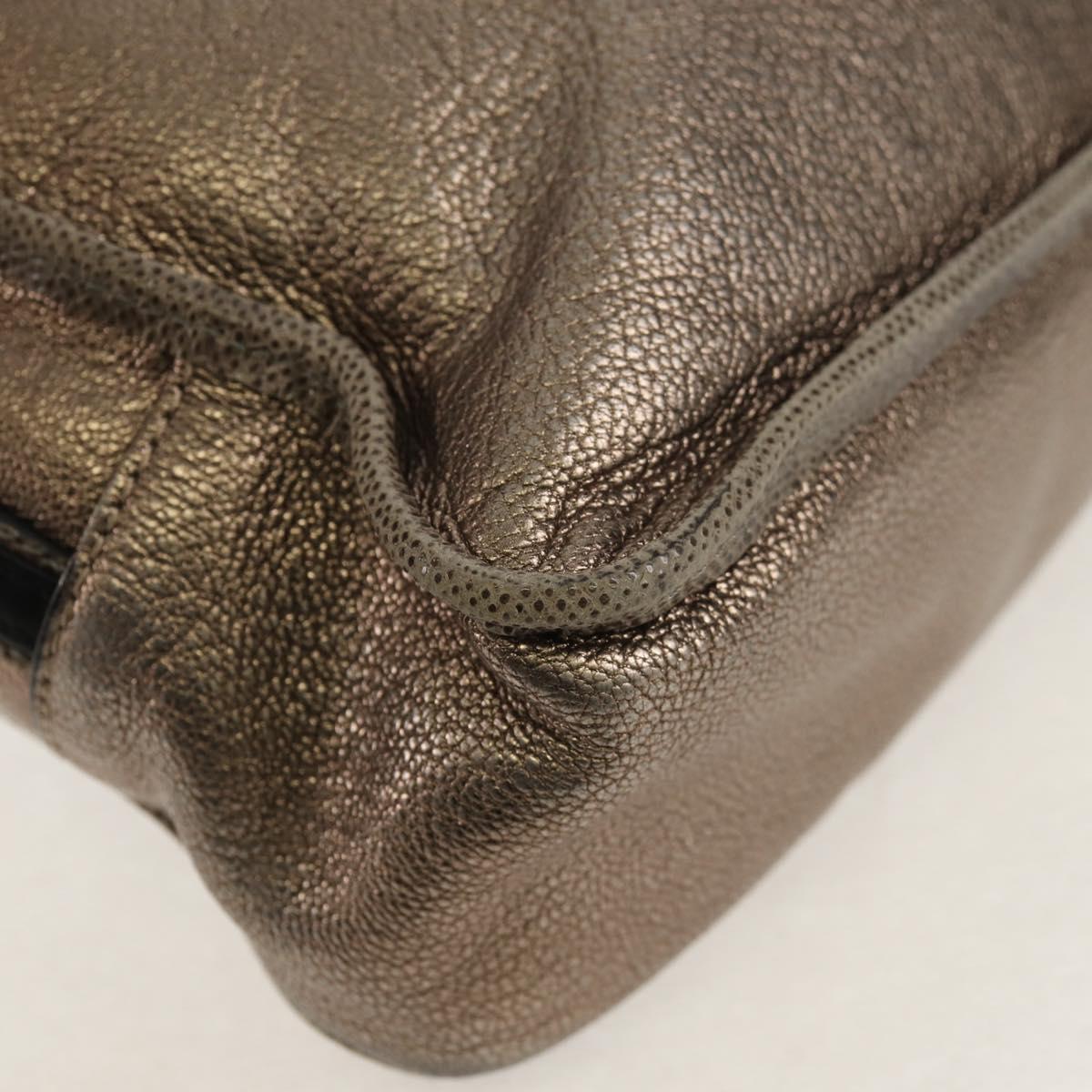 LOEWE Anagram Mya Shoulder Bag Leather Champagne Gold Gold Auth yk19500V