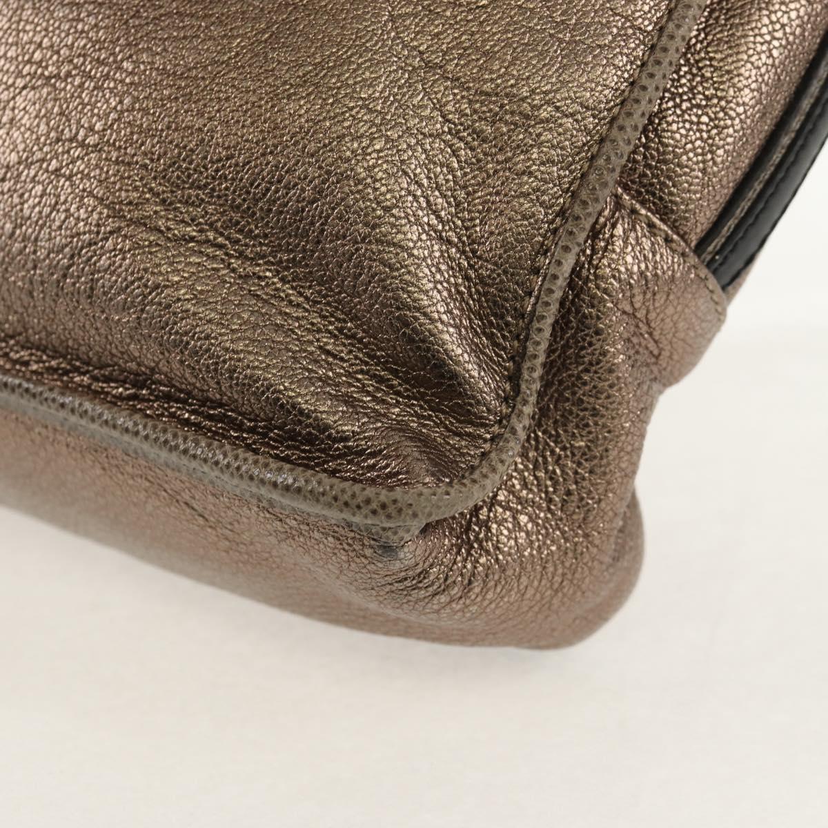 LOEWE Anagram Mya Shoulder Bag Leather Champagne Gold Gold Auth yk19500V