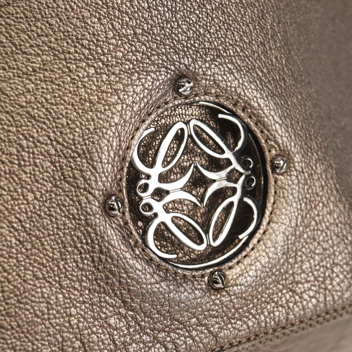 LOEWE Anagram Mya Shoulder Bag Leather Champagne Gold Gold Auth yk19500V