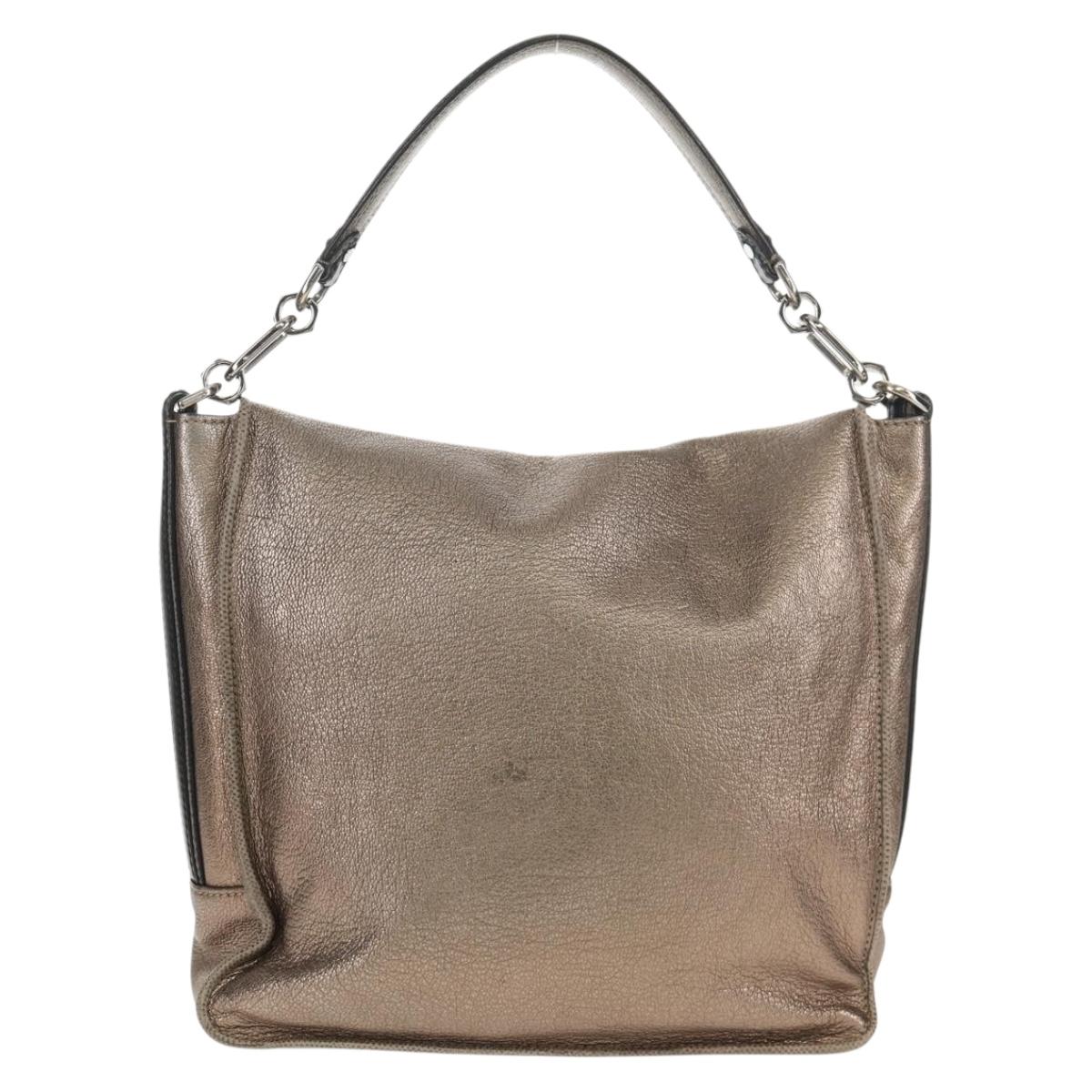 LOEWE Anagram Mya Shoulder Bag Leather Champagne Gold Gold Auth yk19500V