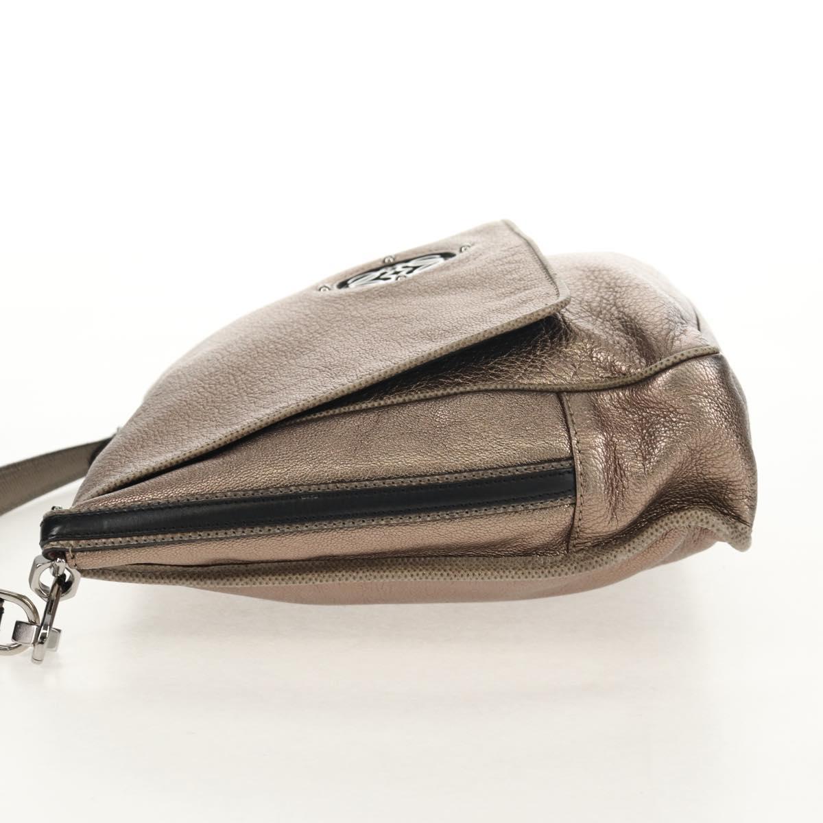 LOEWE Anagram Mya Shoulder Bag Leather Champagne Gold Gold Auth yk19500V