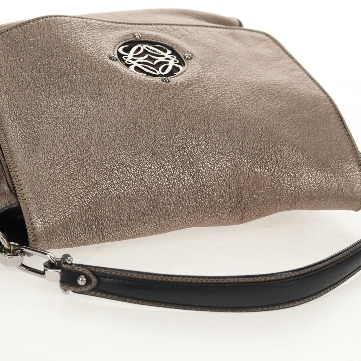 LOEWE Anagram Mya Shoulder Bag Leather Champagne Gold Gold Auth yk19500V