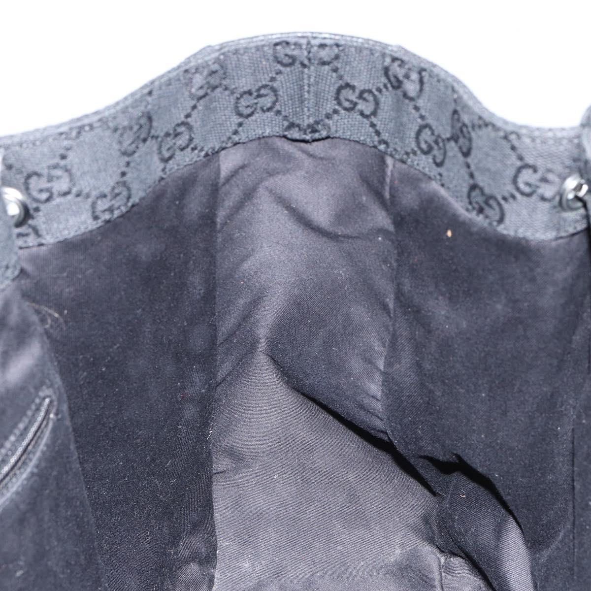 GUCCI GG Canvas Tote Bag Black Silver 115015 Auth yk19501