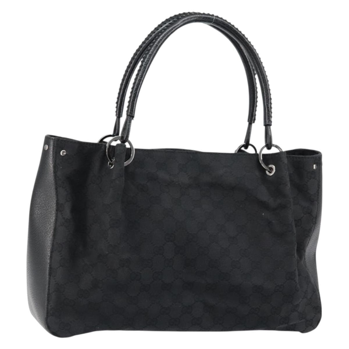 GUCCI GG Canvas Tote Bag Black Silver 115015 Auth yk19501