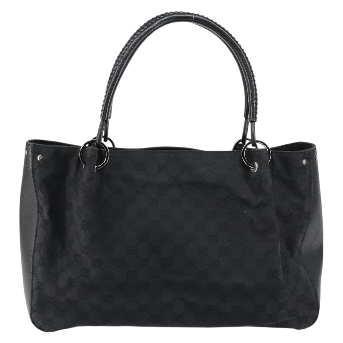 GUCCI GG Canvas Tote Bag Black Silver 115015 Auth yk19501