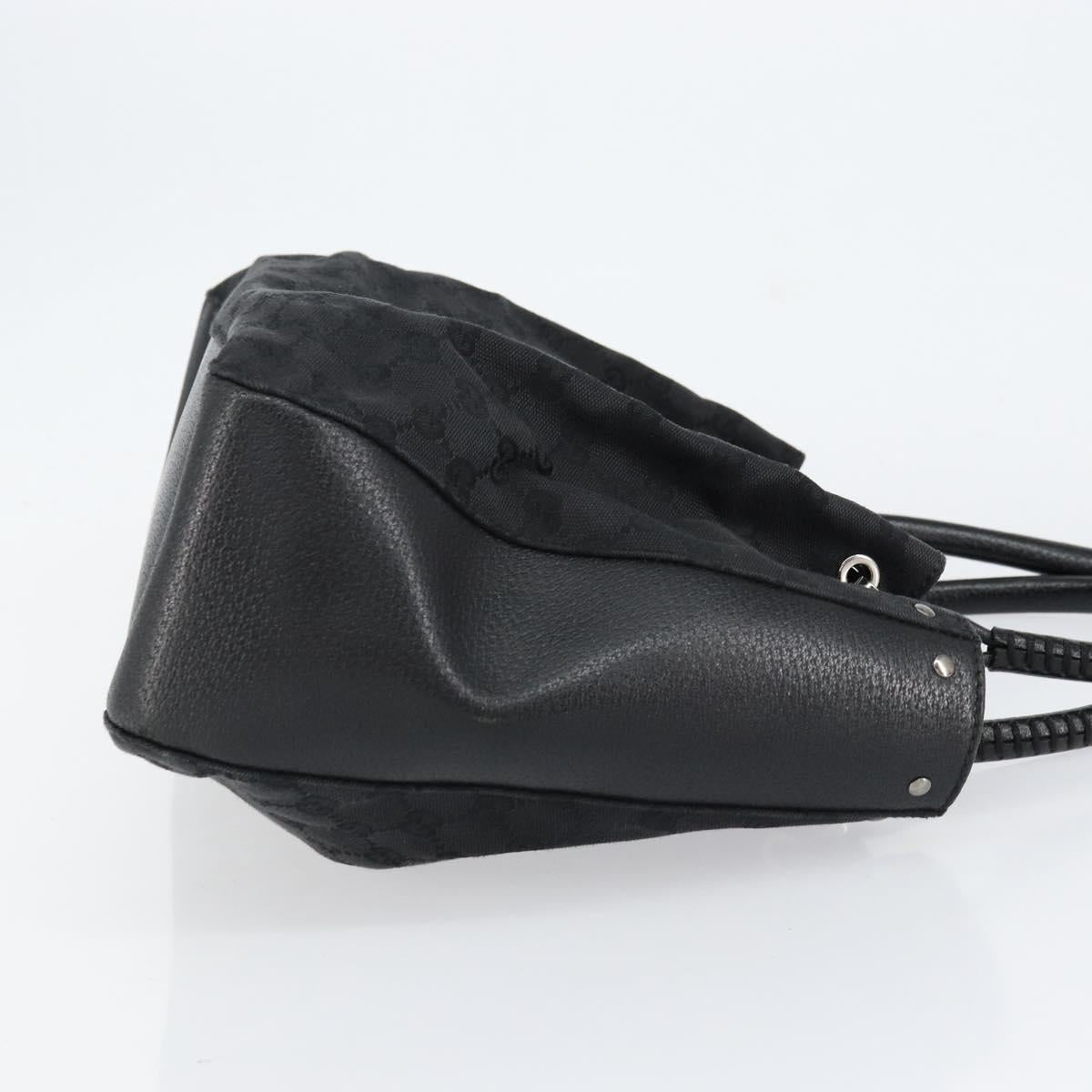 GUCCI GG Canvas Tote Bag Black Silver 115015 Auth yk19501