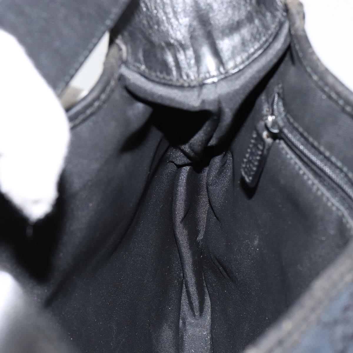 GUCCI GG Canvas Jackie Shoulder Bag Black Silver 001 3306 Auth yk19505