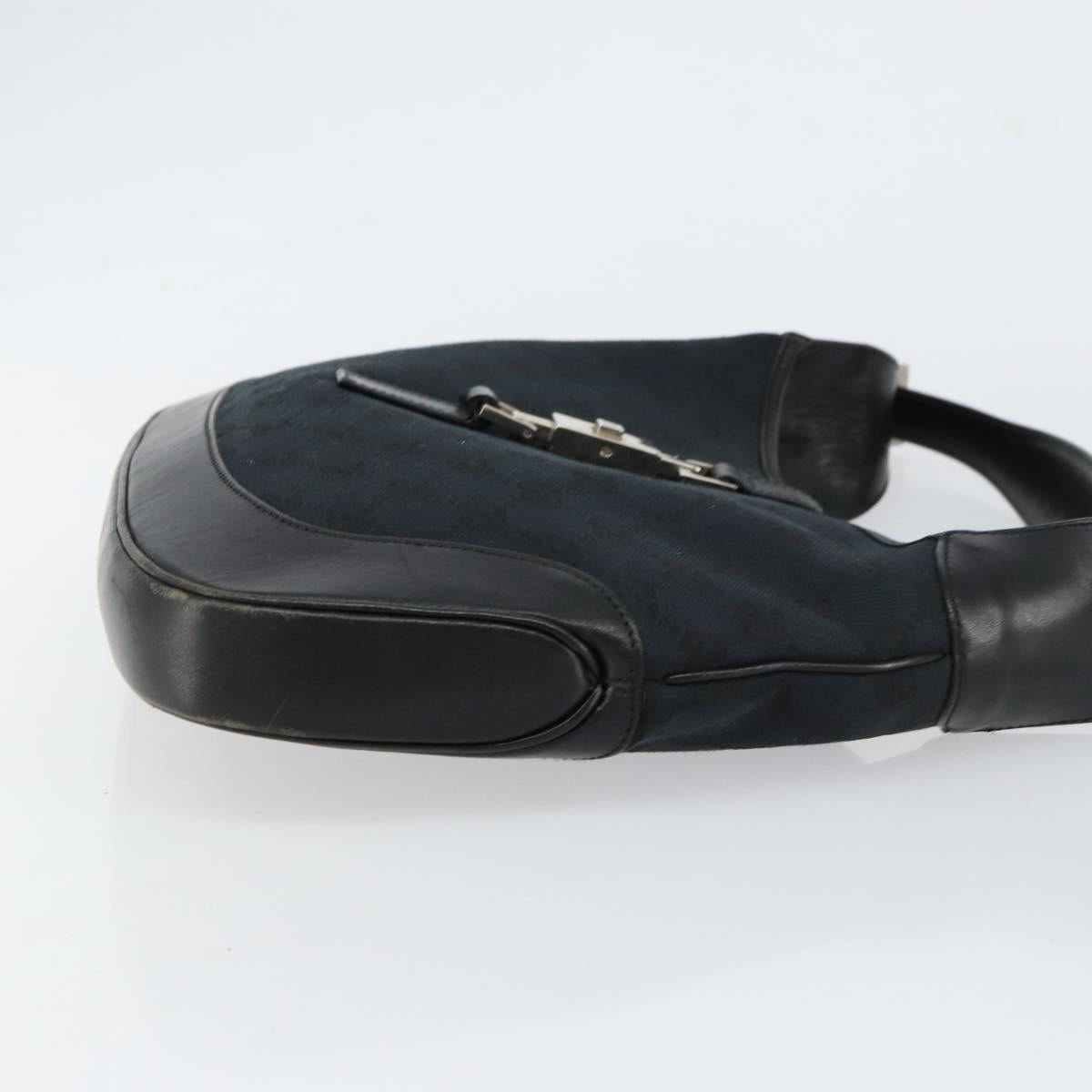 GUCCI GG Canvas Jackie Shoulder Bag Black Silver 001 3306 Auth yk19505