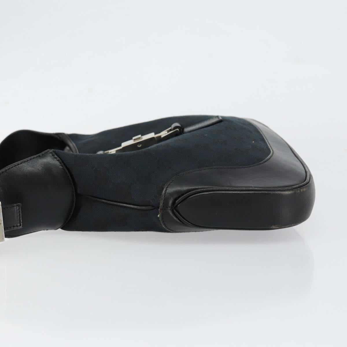 GUCCI GG Canvas Jackie Shoulder Bag Black Silver 001 3306 Auth yk19505