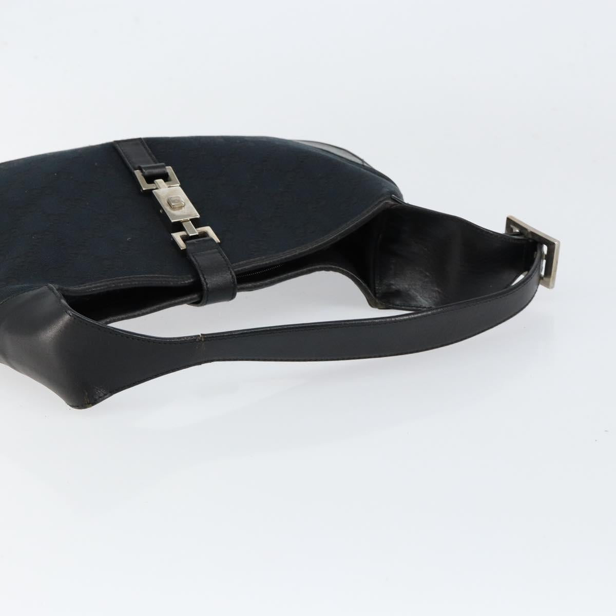 GUCCI GG Canvas Jackie Shoulder Bag Black Silver 001 3306 Auth yk19505