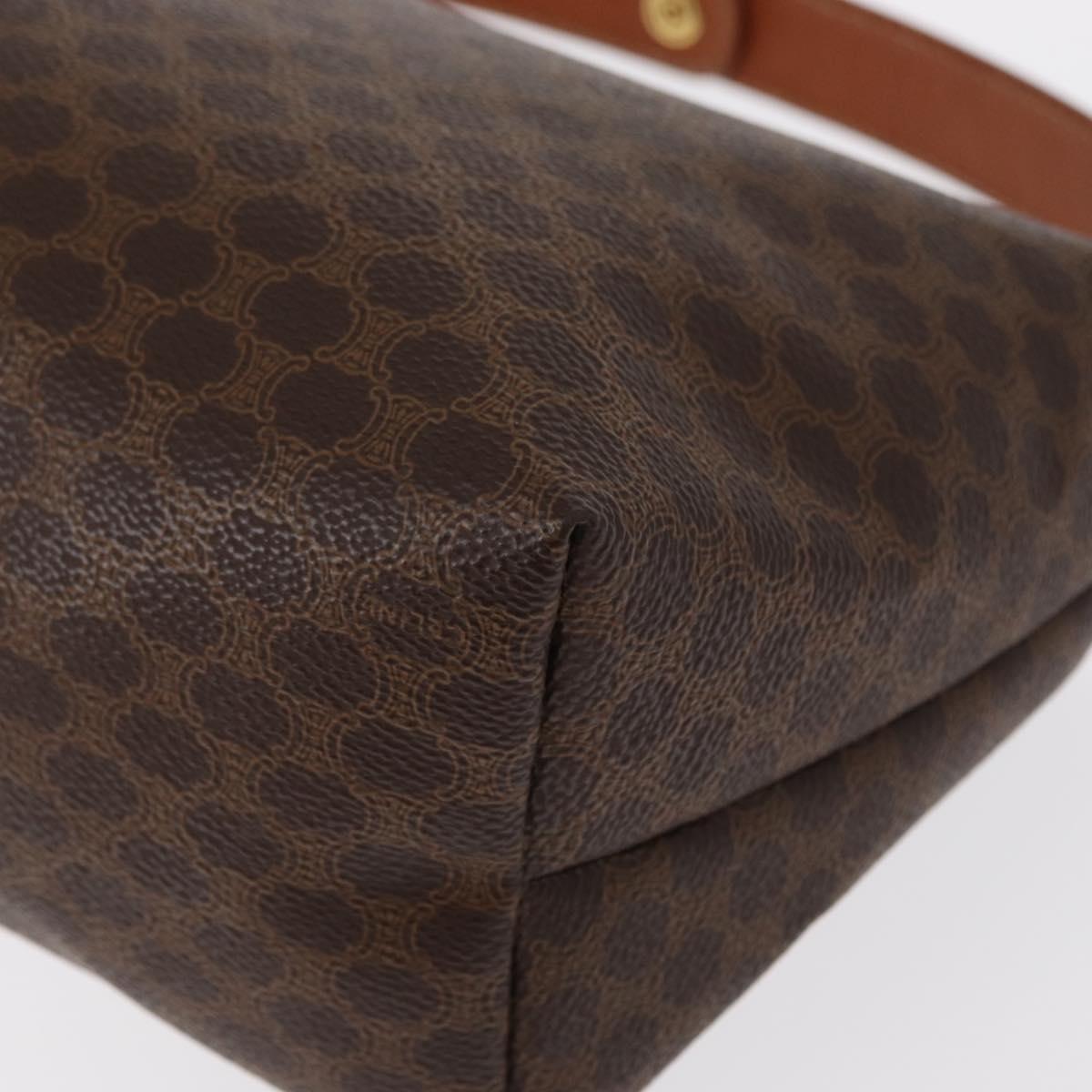 CELINE Macadam Canvas Hand Bag PVC Leather Brown Gold Auth yk19506V