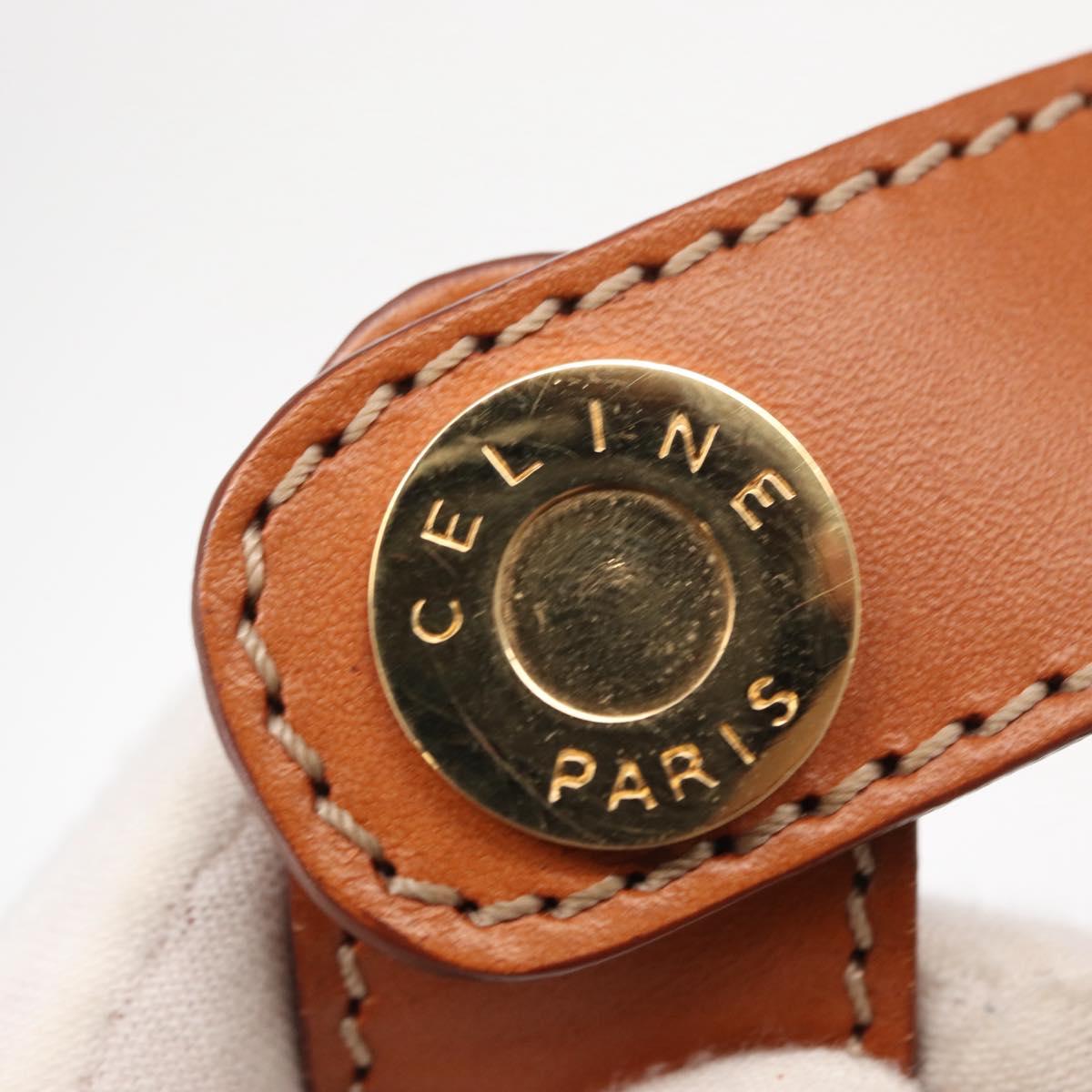 CELINE Macadam Canvas Hand Bag PVC Leather Brown Gold Auth yk19506V