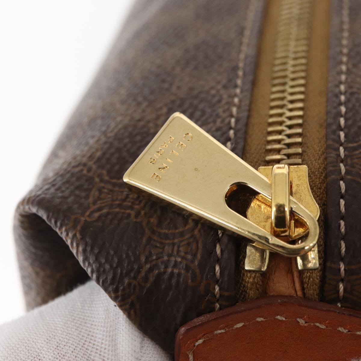 CELINE Macadam Canvas Hand Bag PVC Leather Brown Gold Auth yk19506V