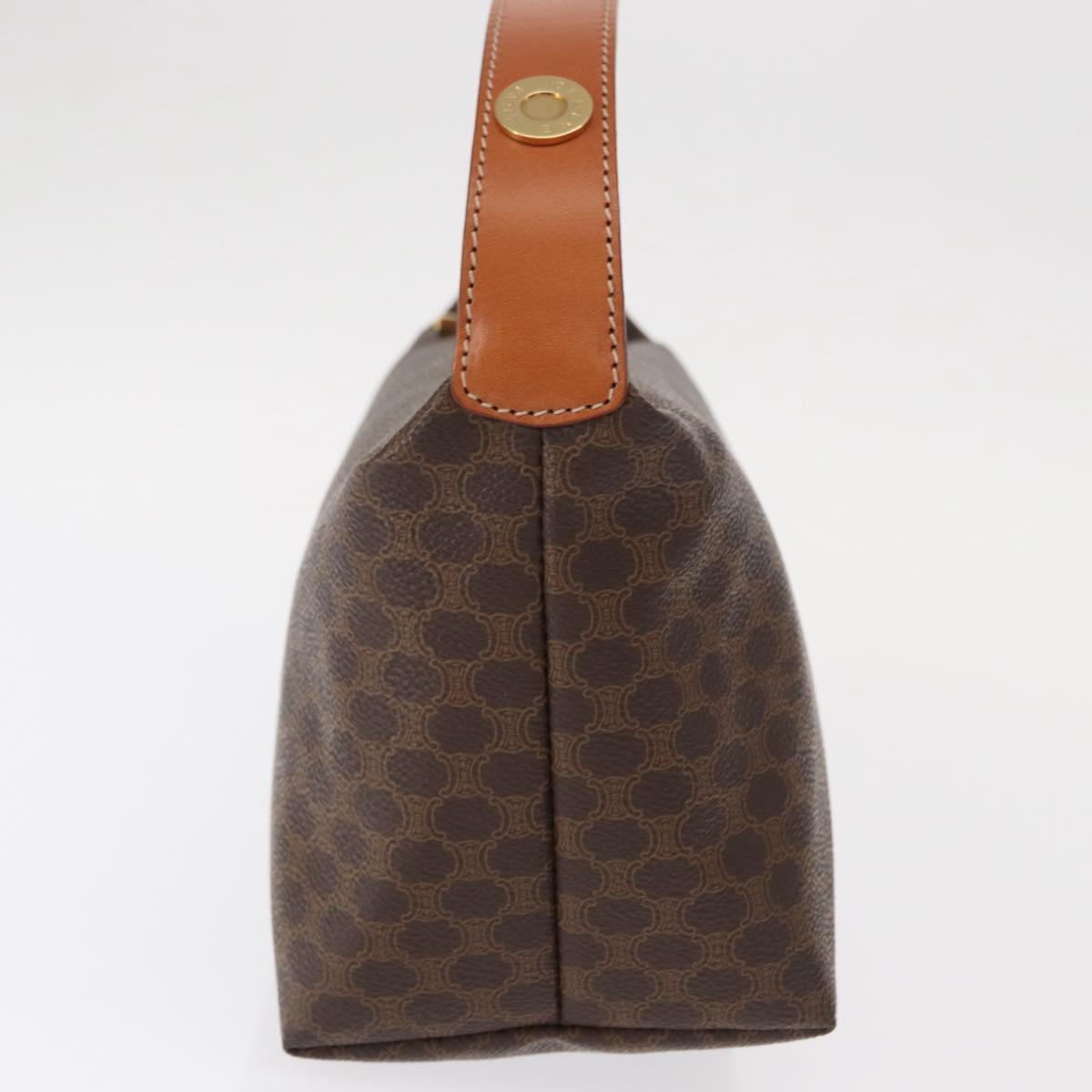 CELINE Macadam Canvas Hand Bag PVC Leather Brown Gold Auth yk19506V