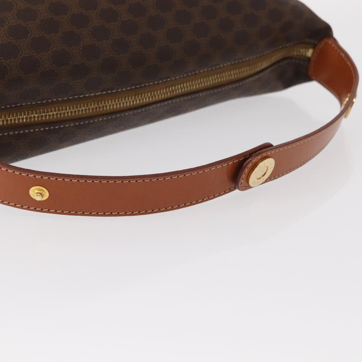 CELINE Macadam Canvas Hand Bag PVC Leather Brown Gold Auth yk19506V