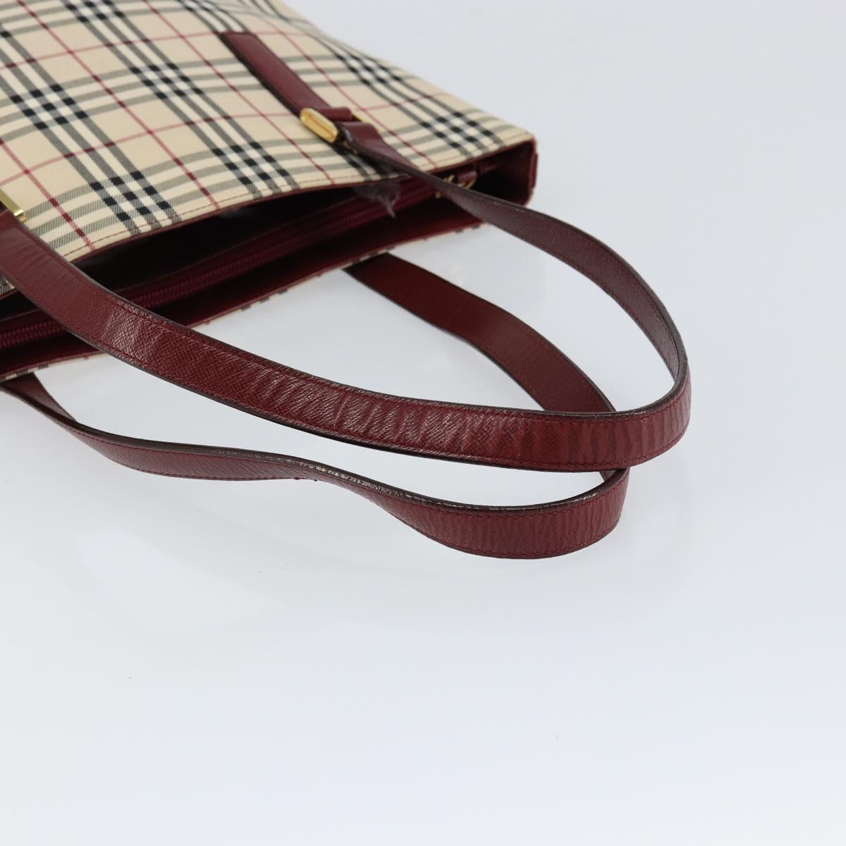 BURBERRY Nova Check Tote Bag Canvas Beige Gold Auth yk19514
