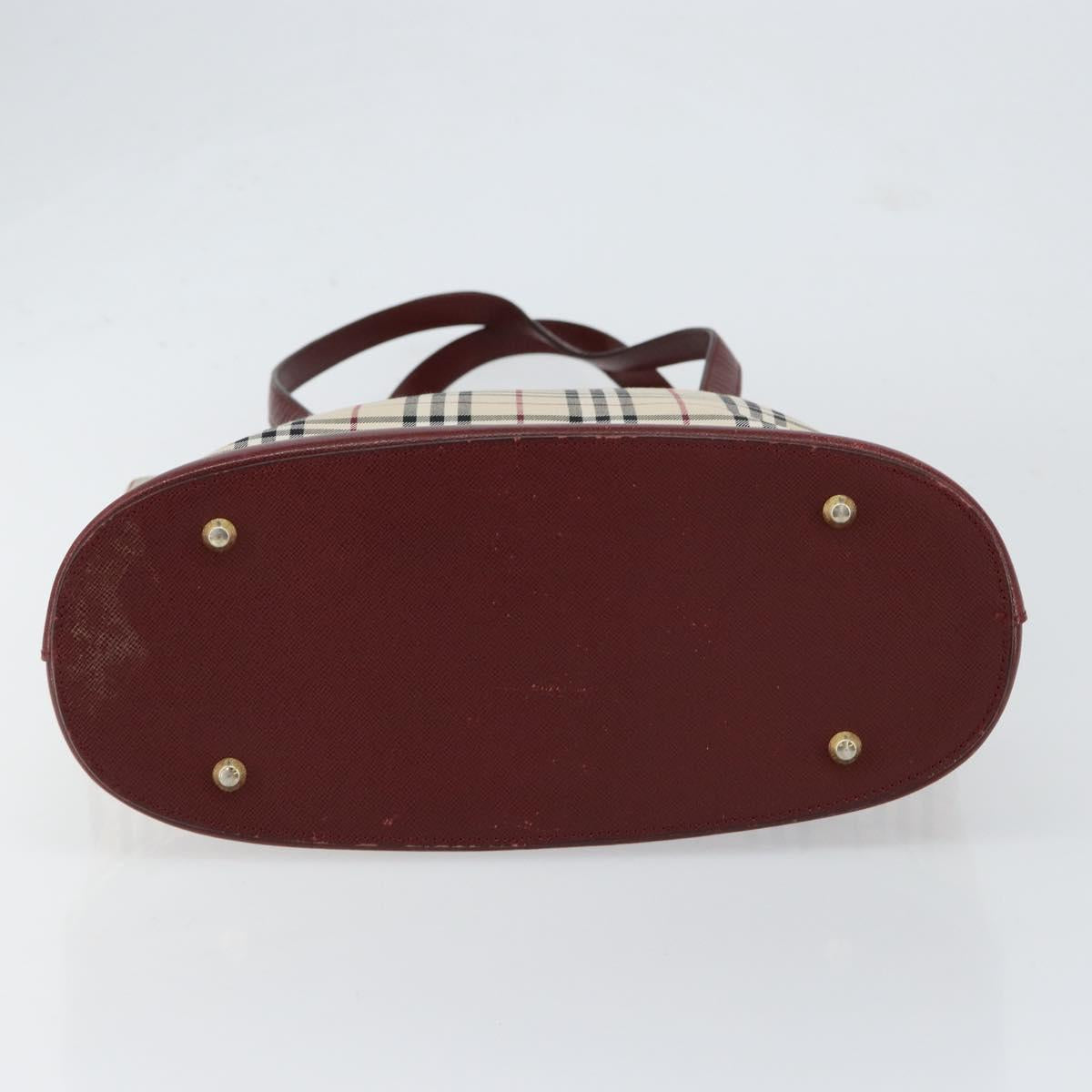 BURBERRY Nova Check Tote Bag Canvas Beige Gold Auth yk19514