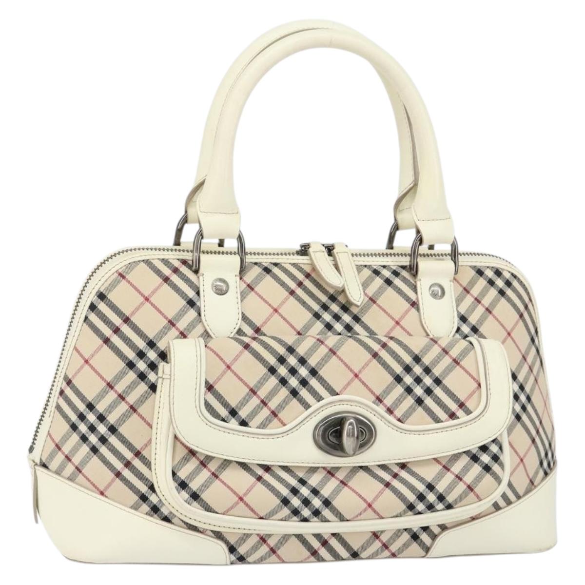 BURBERRY Nova Check Hand Bag Canvas Beige Auth yk19515