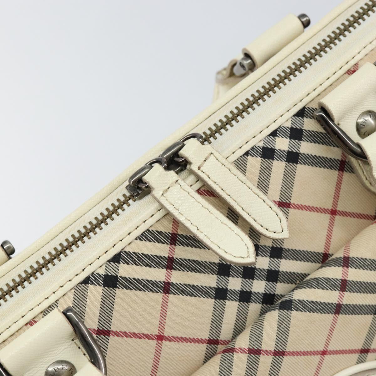 BURBERRY Nova Check Hand Bag Canvas Beige Auth yk19515