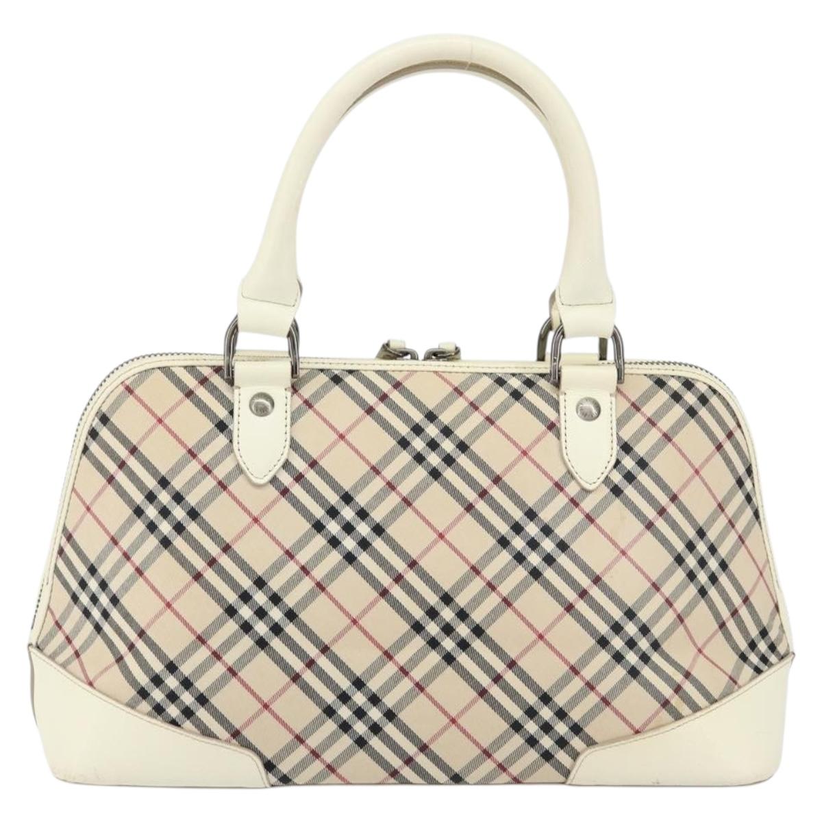 BURBERRY Nova Check Hand Bag Canvas Beige Auth yk19515