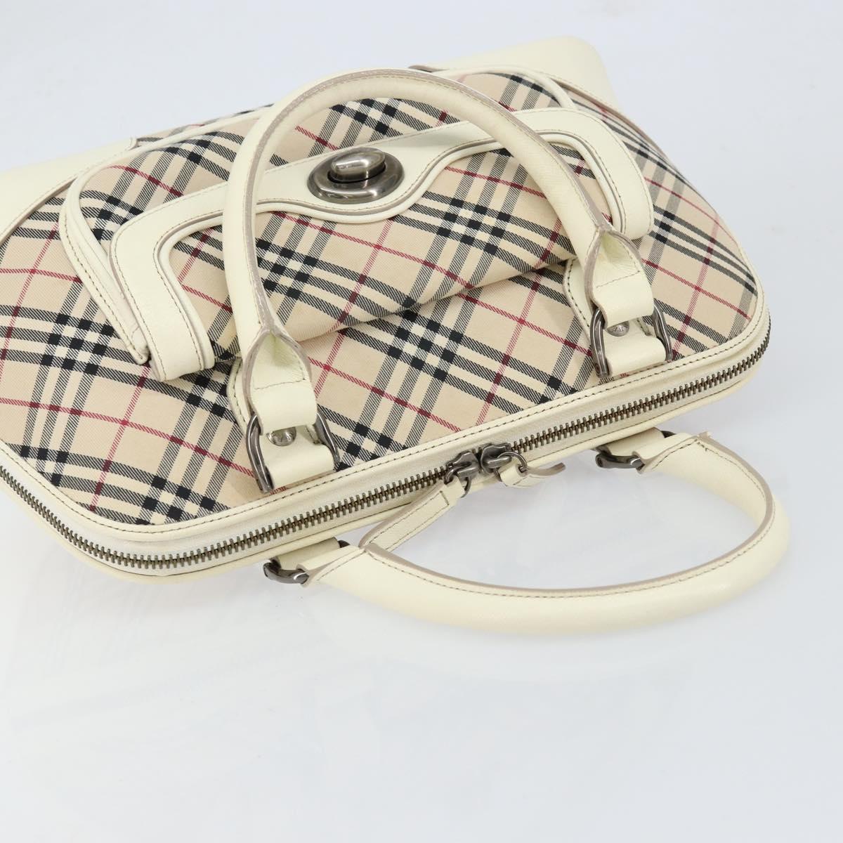 BURBERRY Nova Check Hand Bag Canvas Beige Auth yk19515