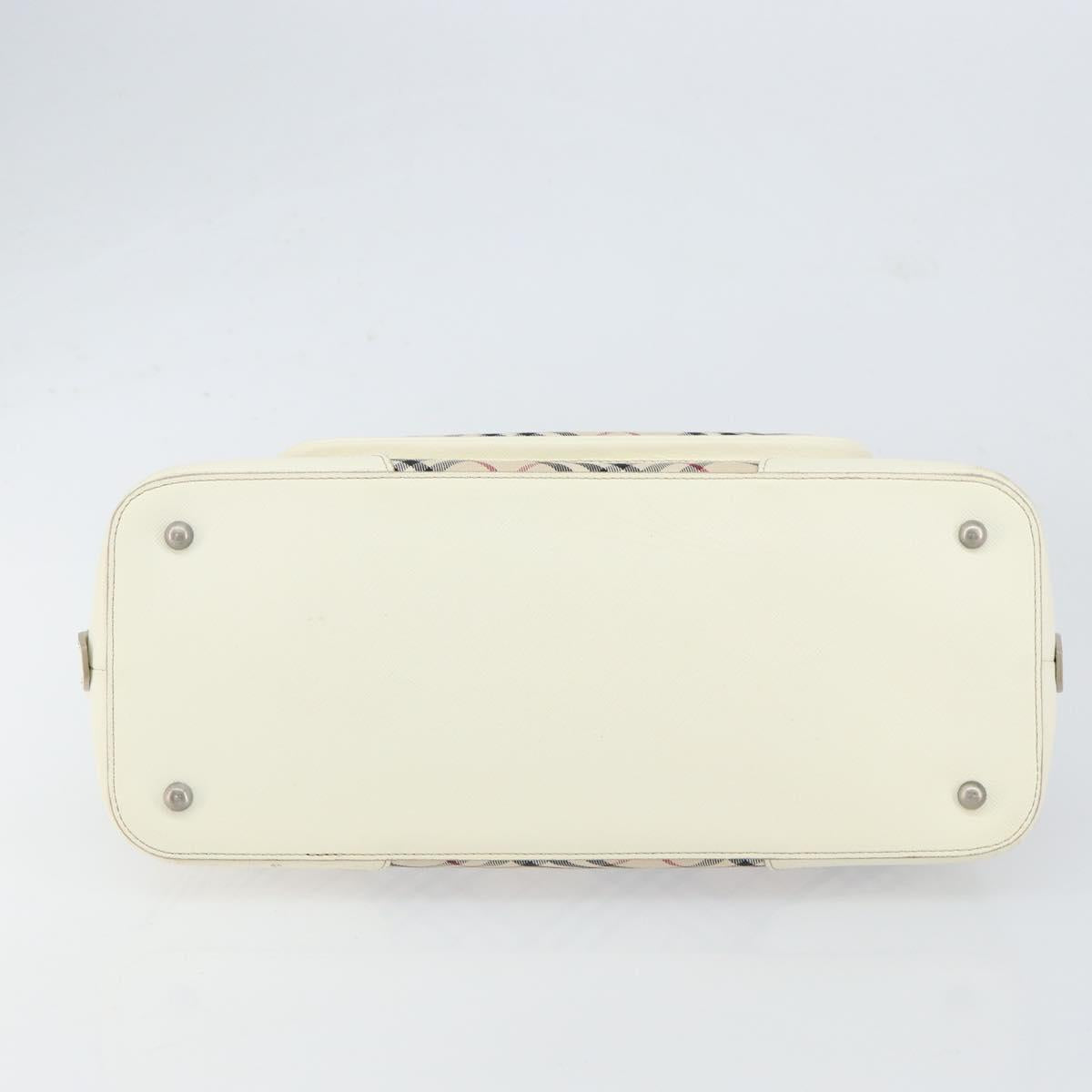 BURBERRY Nova Check Hand Bag Canvas Beige Auth yk19515